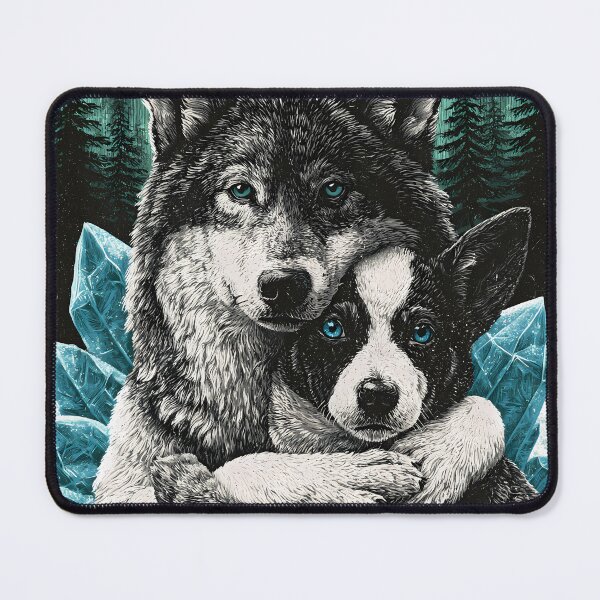 Item preview, Wolf And Cattle Dog Print designed and sold by Nocturne Paws.