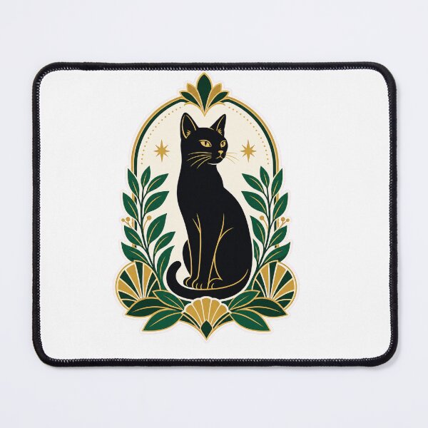 Item preview, Neo Deco Black Cat with Emerald Botanicals — Gracefully Unbothered designed and sold by sousou-83.