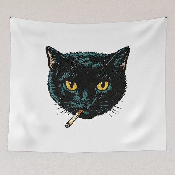 Item preview, Vintage Black Cat Smoking Art designed and sold by Dmo3HarkoArt.