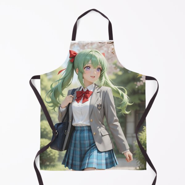 Item preview, Green Haired Anime Schoolgirl Under Cherry Blossoms Spring Sakura Art designed and sold by Killington.
