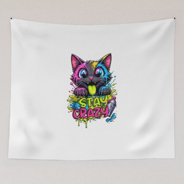 Item preview, Cute Crazy Cat Paint Splatter Graffiti Art designed and sold by WelLarsDigitals.