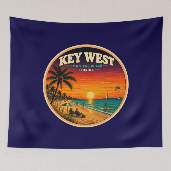 Item preview, Key West Smathers Beach Florida Vintage Travel Poster Badge designed and sold by Swanny's Custom T-shirt and Gift Designs.
