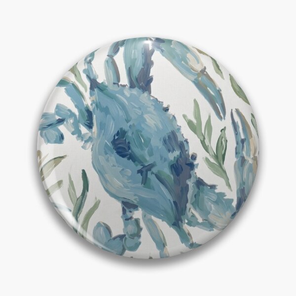 Item preview, Watercolor Blue Crab & Seaweed Pattern — Coastal Nautical Print designed and sold by FawnFeatherCo.