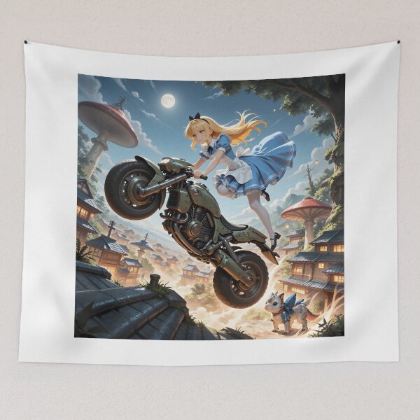 Item preview, Anime Alice Motorcycle Adventure Fantasy Wonderland Biker Art designed and sold by Killington.
