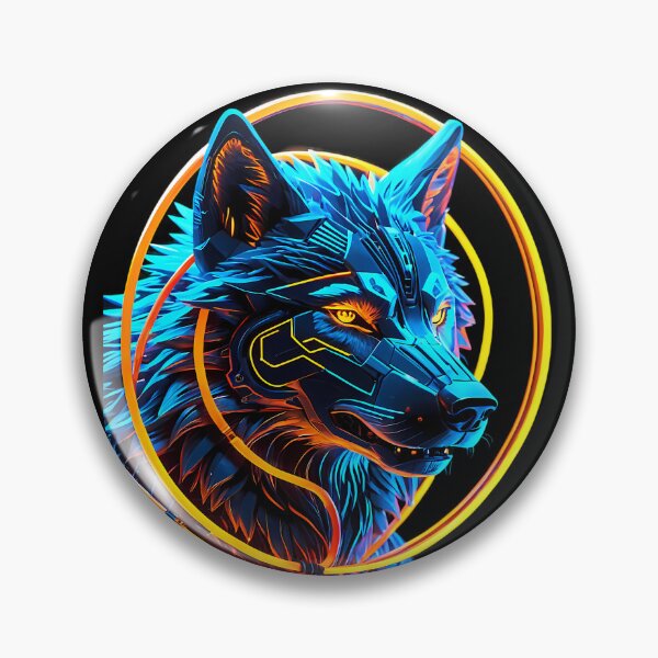 Item preview, Sci-Fi Neon Ring Mecha Wolf Gamer Design designed and sold by CuteSlothWorld.