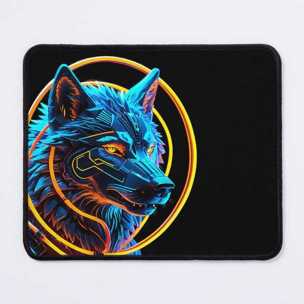 Item preview, Sci-Fi Neon Ring Mecha Wolf Gamer Design designed and sold by CuteSlothWorld.