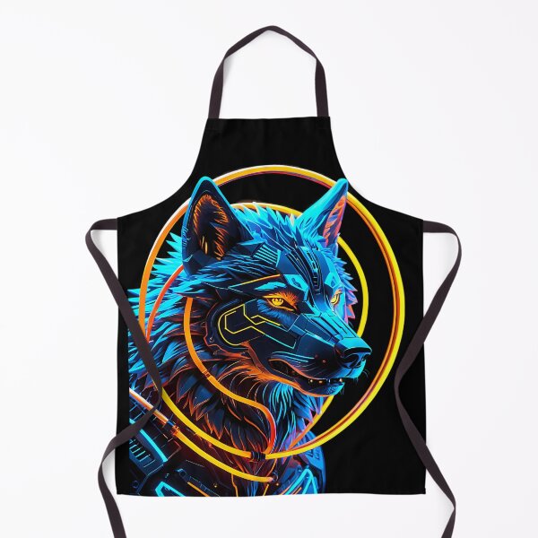 Item preview, Sci-Fi Neon Ring Mecha Wolf Gamer Design designed and sold by CuteSlothWorld.