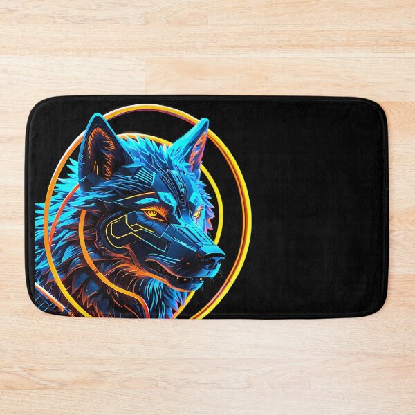 Item preview, Sci-Fi Neon Ring Mecha Wolf Gamer Design designed and sold by CuteSlothWorld.