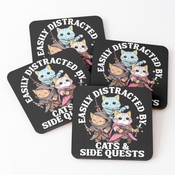 Item preview, Easily Distracted By Cats & Side Quests Cat RPG Gamer designed and sold by CharlieConon.
