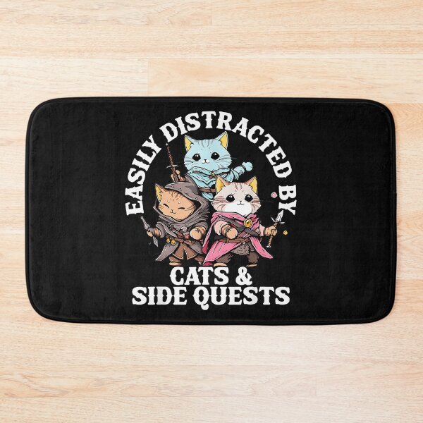 Item preview, Easily Distracted By Cats & Side Quests Cat RPG Gamer designed and sold by CharlieConon.