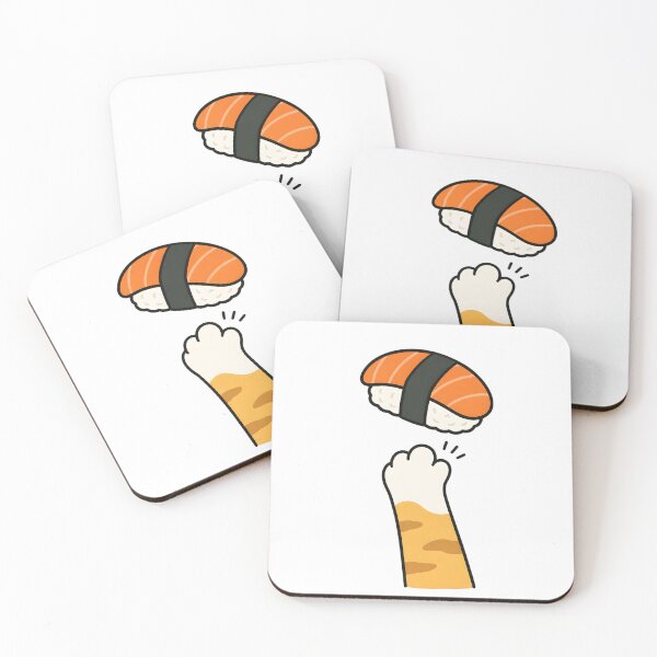 Item preview, Cute Cat Paw Stealing Salmon Sushi designed and sold by Moonlight Gallery.