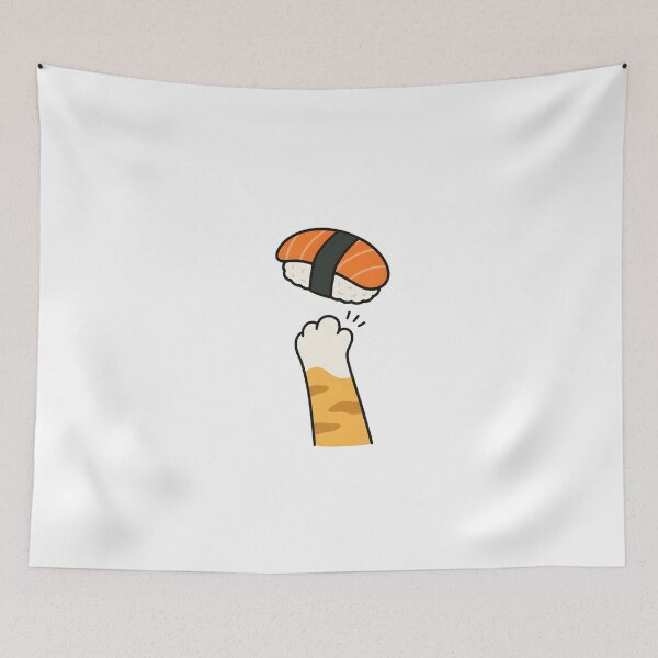 Item preview, Cute Cat Paw Stealing Salmon Sushi designed and sold by Moonlight Gallery.