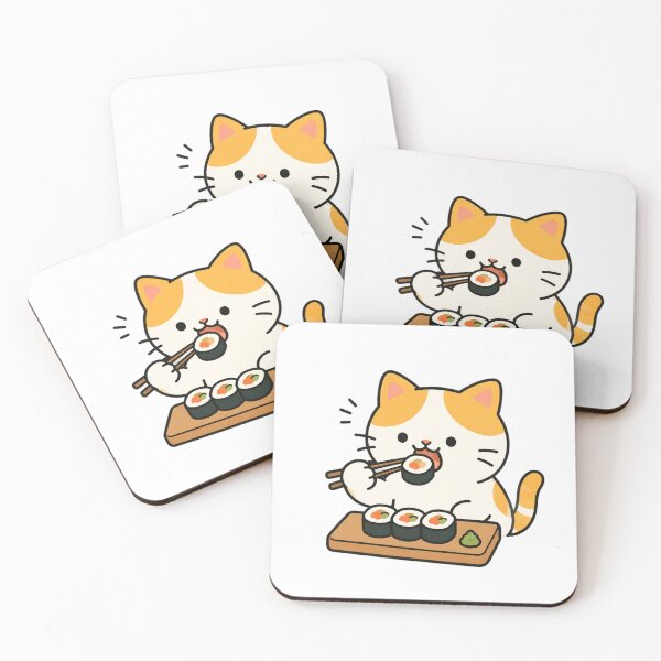 Item preview, Cute Orange Cat Eating Sushi designed and sold by Moonlight Gallery.