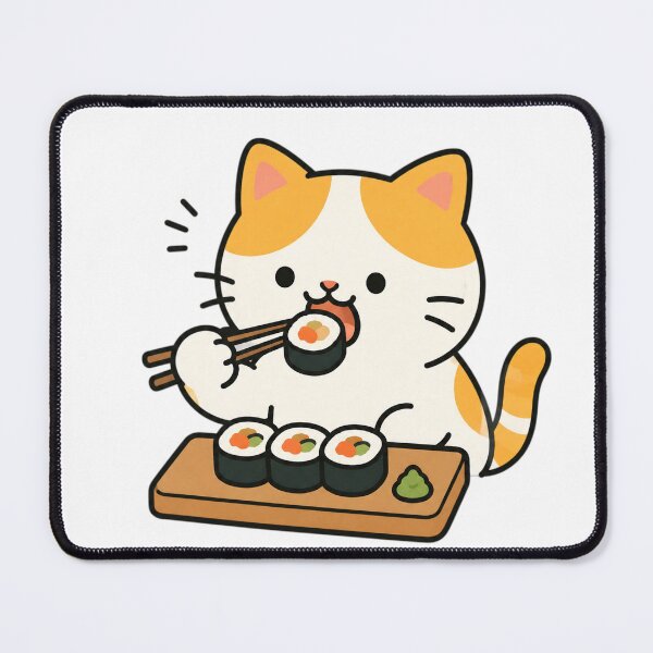 Item preview, Cute Orange Cat Eating Sushi designed and sold by Moonlight Gallery.