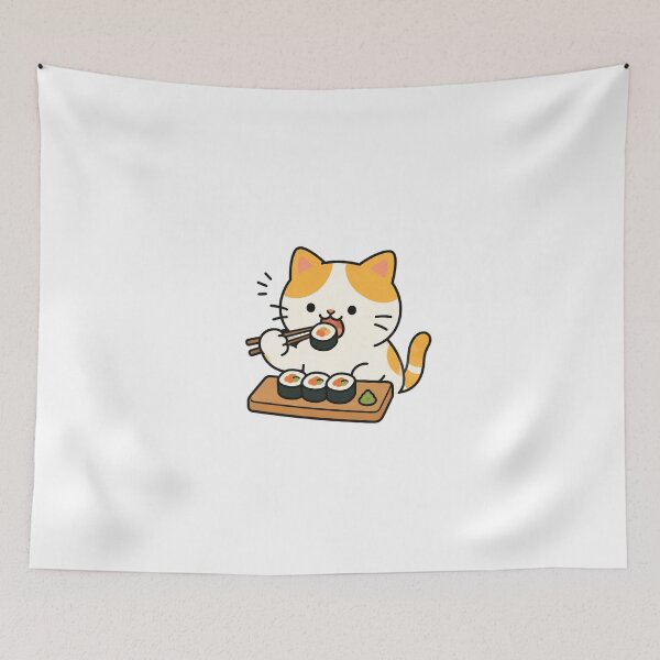 Item preview, Cute Orange Cat Eating Sushi designed and sold by Moonlight Gallery.