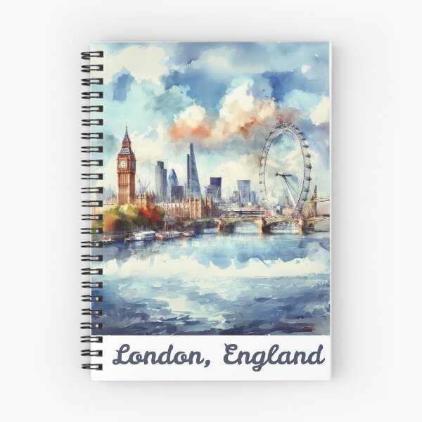 Item preview, London poster in watercolour, skyline, The Shard, Gherkin, Thames, Big Ben,  London, Abstract art piece, beautiful unique London line art designed and sold by Coolparrotgirl.