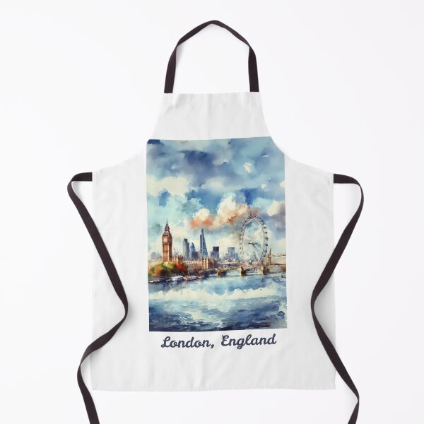 Item preview, London poster in watercolour, skyline, The Shard, Gherkin, Thames, Big Ben, London, Abstract art piece, beautiful unique London line art designed and sold by Coolparrotgirl.