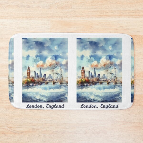 Item preview, London poster in watercolour, skyline, The Shard, Gherkin, Thames, Big Ben,  London, Abstract art piece, beautiful unique London line art designed and sold by Coolparrotgirl.
