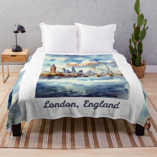 Item preview, London poster in watercolour, skyline, The Shard, Gherkin, Thames, Big Ben, London, Abstract art piece, beautiful unique London line art designed and sold by Coolparrotgirl.