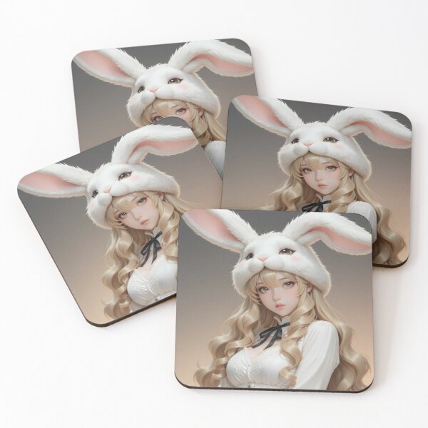 Item preview, Cute Anime Bunny Girl Portrait White Rabbit Fantasy Art designed and sold by Killington.