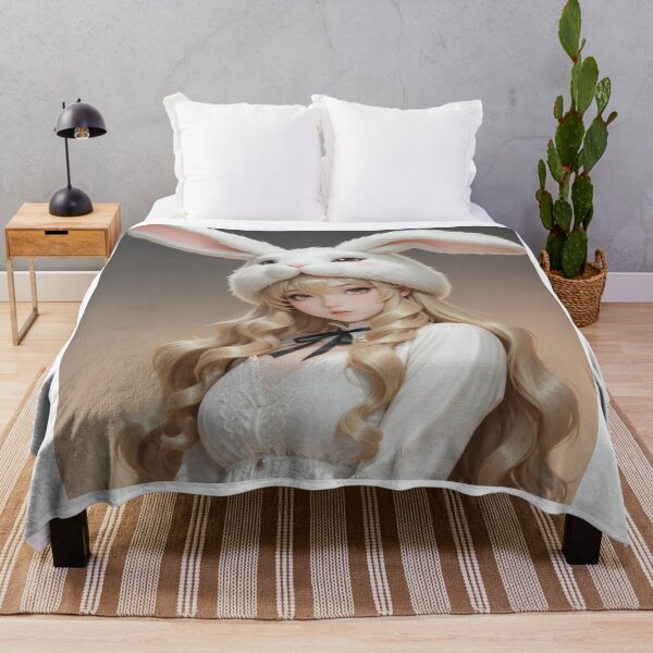 Item preview, Cute Anime Bunny Girl Portrait White Rabbit Fantasy Art designed and sold by Killington.
