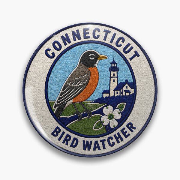 Item preview, Connecticut American Robin State Bird Vintage Patch designed and sold by The-Drip-Studio.