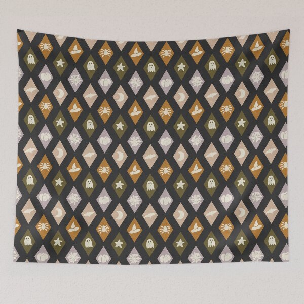 Item preview, Ghouls & Co - Retro Whimsigoth Halloween Diamonds Spooky Multicolor designed and sold by DesigndN.