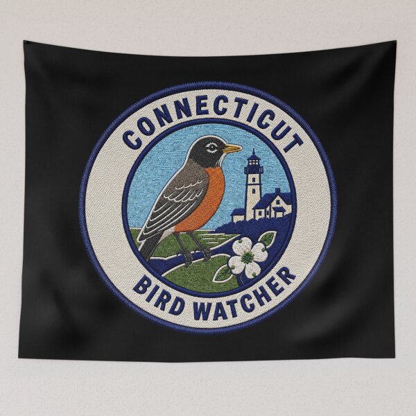 Item preview, Connecticut American Robin State Bird Vintage Patch designed and sold by The-Drip-Studio.