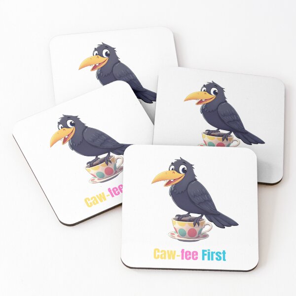 Item preview, Caw-fee First | Funny Crow Coffee Lover Cartoon designed and sold by zmsl.