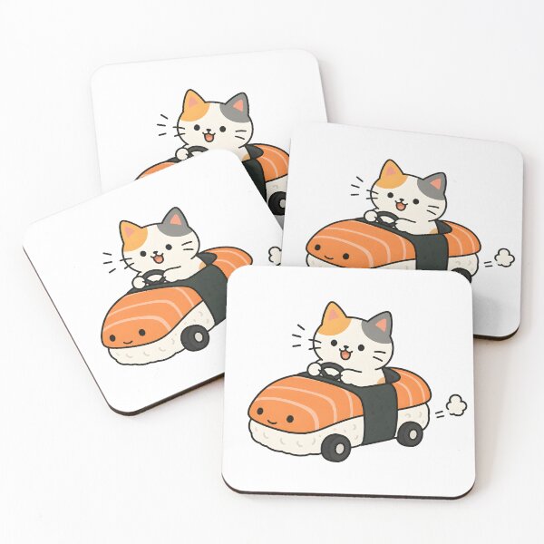 Item preview, Cute Cat Driving a Sushi Car designed and sold by Moonlight Gallery.
