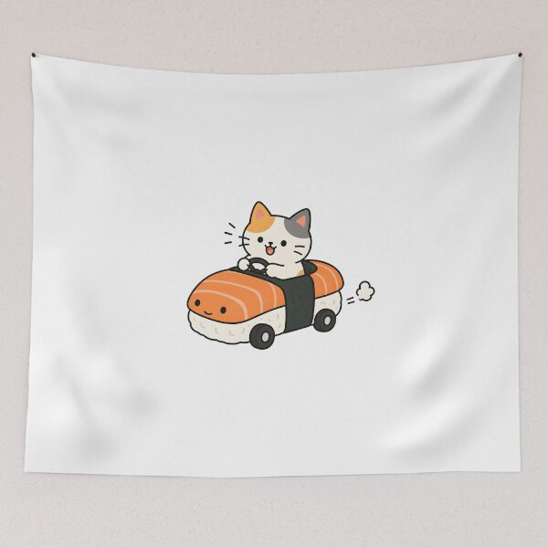 Item preview, Cute Cat Driving a Sushi Car designed and sold by Moonlight Gallery.