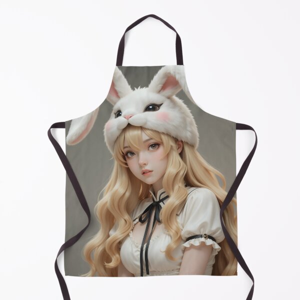 Item preview, Elegant Blonde Anime Bunny Girl Fluffy White Rabbit Hat Portrait designed and sold by Killington.