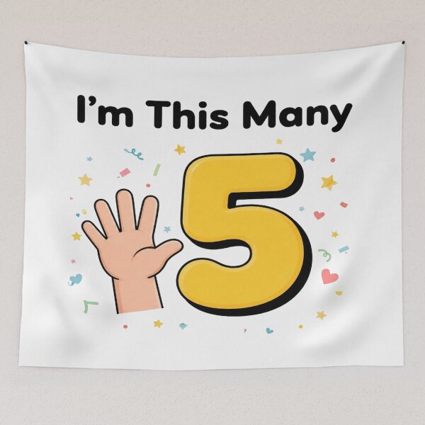 Aperçu de l'œuvre J'ai 5 ans — T-shirt anniversaire enfant créée et vendue par Art&Fun.