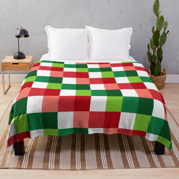 Item preview, Geometric Cubes Design, Christmas Red White and Green Squares Pattern, Xmas Holiday Background designed and sold by bestggraphico.