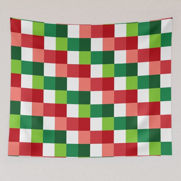Item preview, Geometric Cubes Design, Christmas Red White and Green Squares Pattern, Xmas Holiday Background designed and sold by bestggraphico.