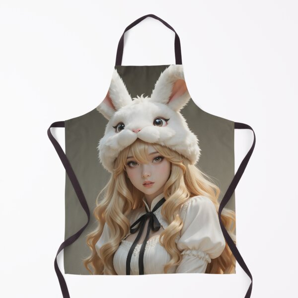 Item preview, Blonde Anime Bunny Girl Fluffy White Rabbit Hat Portrait designed and sold by Killington.