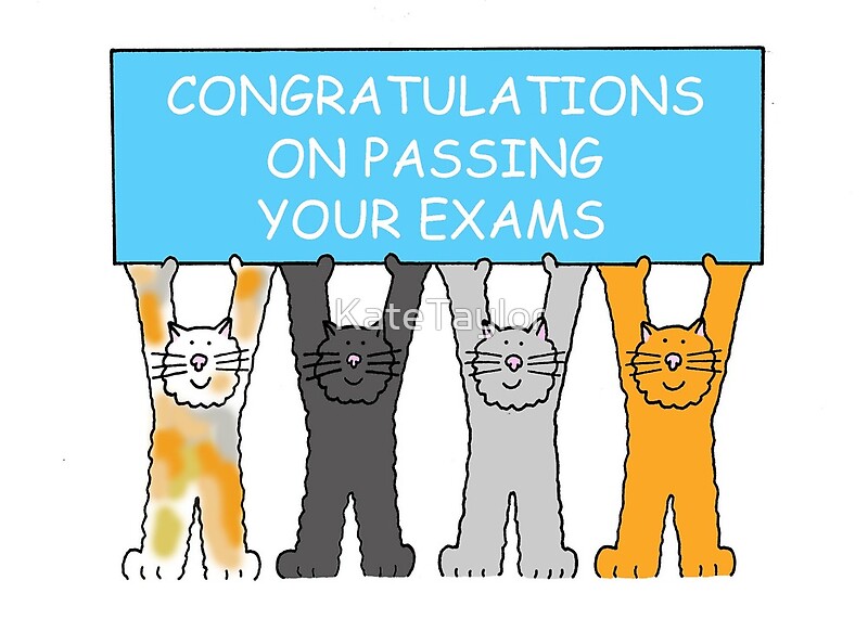 "Congratulations on Passing Your Exams Cartoon Cats." by KateTaylor