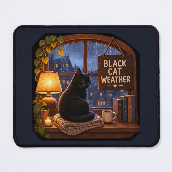 Item preview, Black Cat Weather designed and sold by QuietNovaShop.