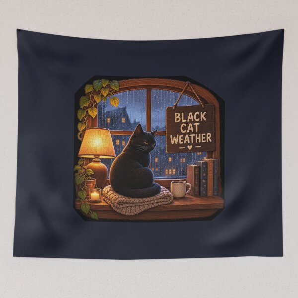 Item preview, Black Cat Weather designed and sold by QuietNovaShop.