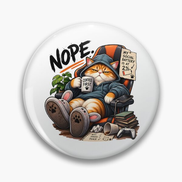 Item preview, "Nope. Coffee First." - Grumpy Gamer Cat with Low Social Battery designed and sold by tomsze12.