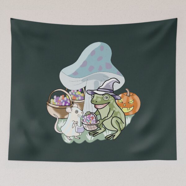 Item preview, Frog Warlock and Ghost Mouse Cottagecore Halloween Art designed and sold by LeshanArt.