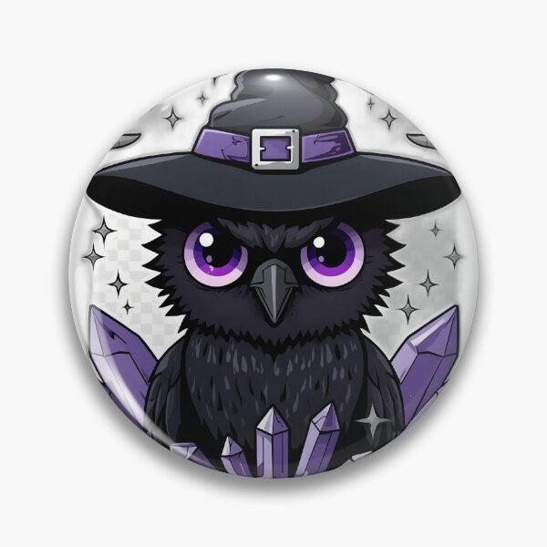 Item preview, Cute Witch Crow with Purple Crystals & Crescent Moons | Kawaii Gothic Raven | Witchcore Magic Aesthetic designed and sold by dreamz-world.