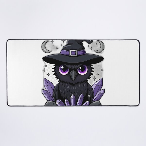Item preview, Cute Witch Crow with Purple Crystals & Crescent Moons | Kawaii Gothic Raven | Witchcore Magic Aesthetic designed and sold by dreamz-world.