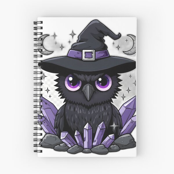 Item preview, Cute Witch Crow with Purple Crystals & Crescent Moons | Kawaii Gothic Raven | Witchcore Magic Aesthetic designed and sold by dreamz-world.