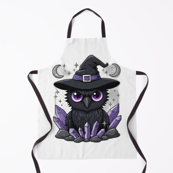 Item preview, Cute Witch Crow with Purple Crystals & Crescent Moons | Kawaii Gothic Raven | Witchcore Magic Aesthetic designed and sold by dreamz-world.