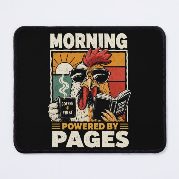 Item preview, Morning Powered by Pages – Coffee and Book Lover Vintage Design designed and sold by StockAnime.