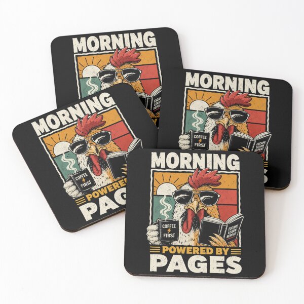 Item preview, Morning Powered by Pages – Coffee and Book Lover Vintage Design designed and sold by StockAnime.