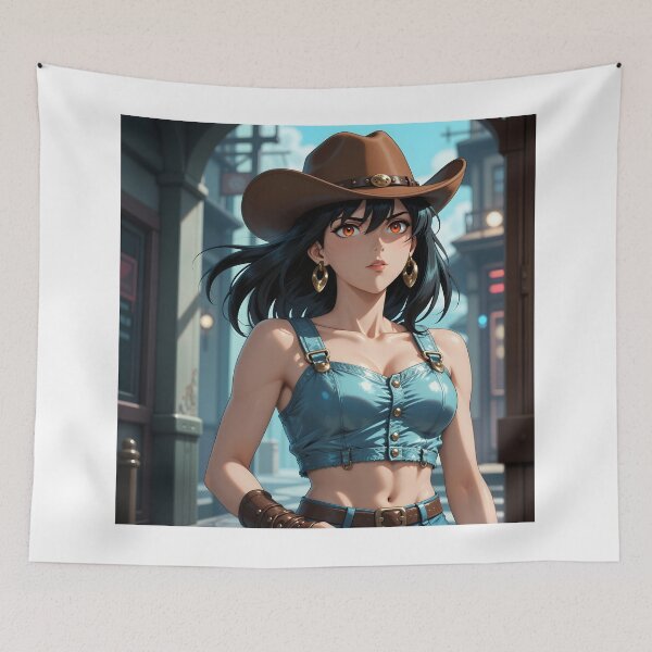 Item preview, Anime Cowgirl Portrait Western Cowboy Girl in Blue designed and sold by Killington.