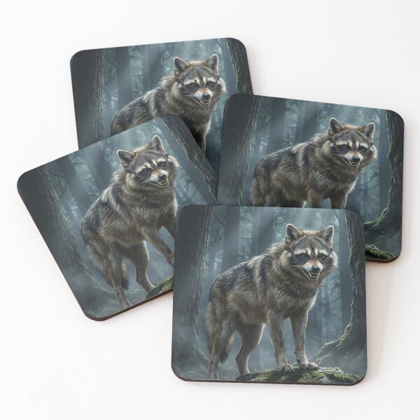 Item preview, Wolf Raccoon Hybrid – Fierce Moonlit Forest Creature designed and sold by TreatLLC.