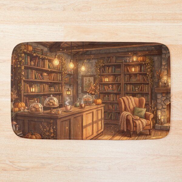Item preview, Hidden Bookshop Café | Cozy Coffee & Books Cottagecore Wall Art designed and sold by SebastianSpace.